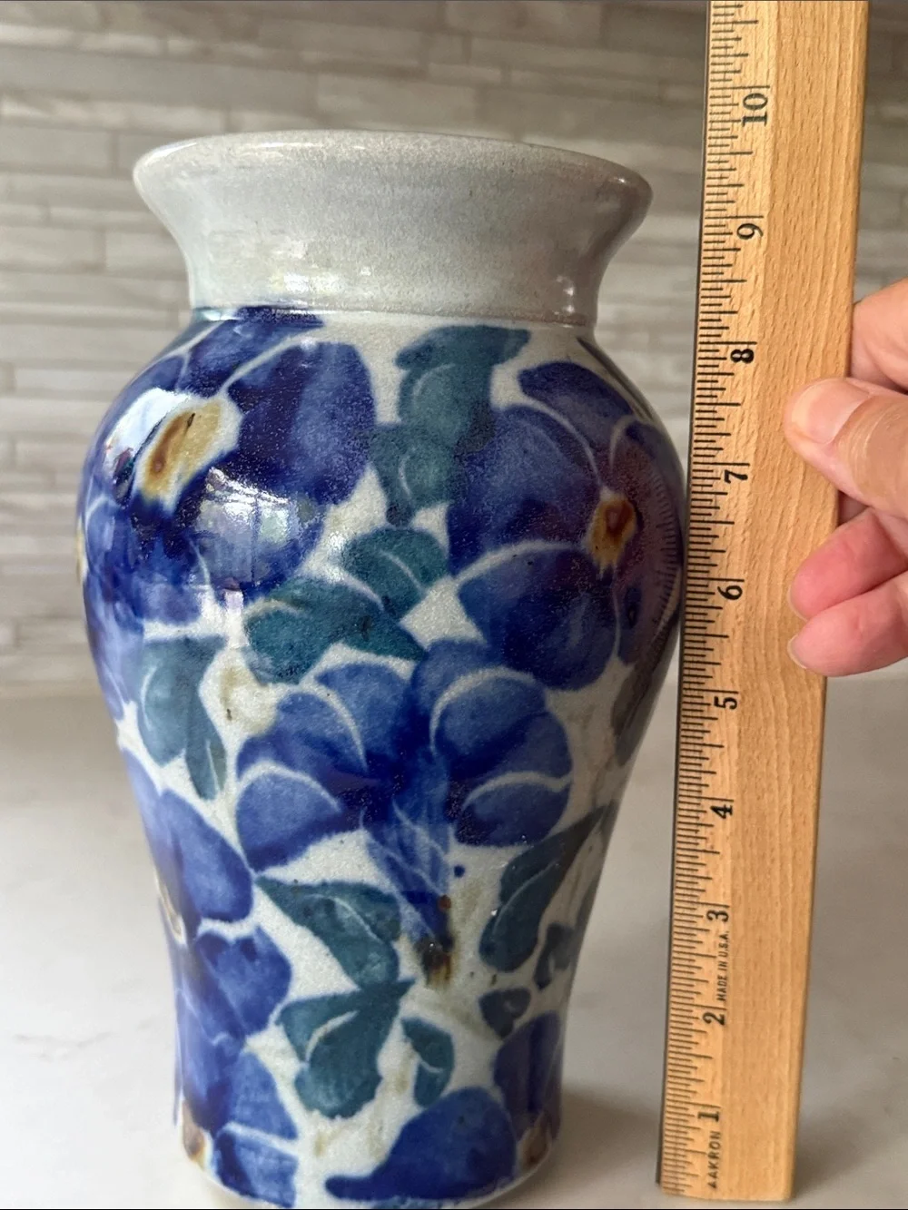 Studio Pottery Signed Stoneware Floral Vase